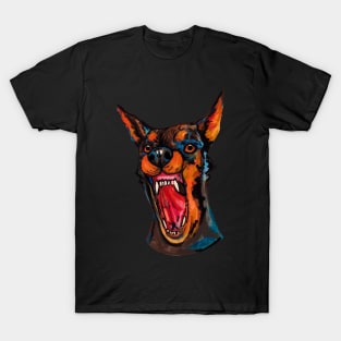 Angry watercolor doberman dog T-Shirt